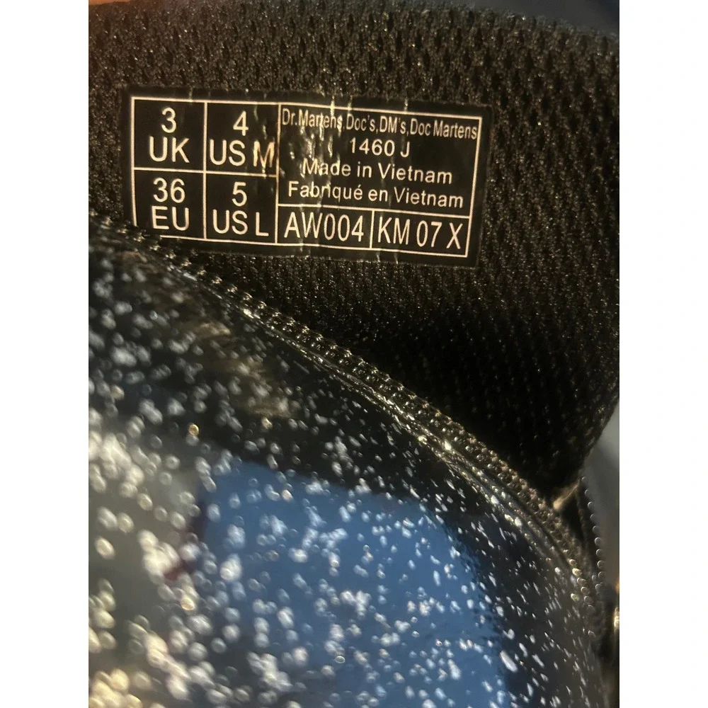 Dr.‎ Martens 1460 Delaney Black Glitter Galaxy Lace Up Side Zip Boots Kids 4
